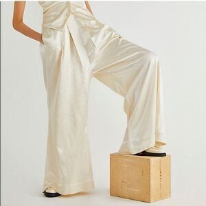 Free People × Brenda Knight Silky Dreams Wide Leg Satin Pants